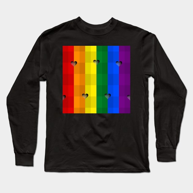 LGBTI flag colors seamless pattern (stripes and hearts) Long Sleeve T-Shirt by ojovago